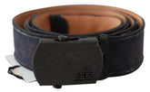 Ermanno Scervino Blue Leather Ratchet Buckle Belt -   -  Ermanno Scervino.